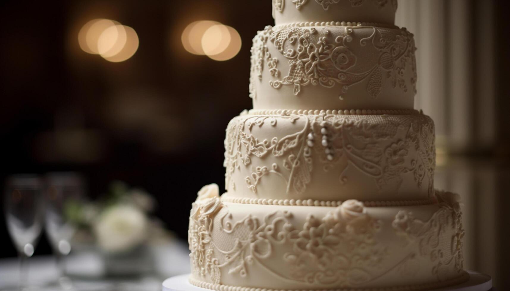 indulgent mariage gâteau étage avec Chocolat glaçage généré par ai photo
