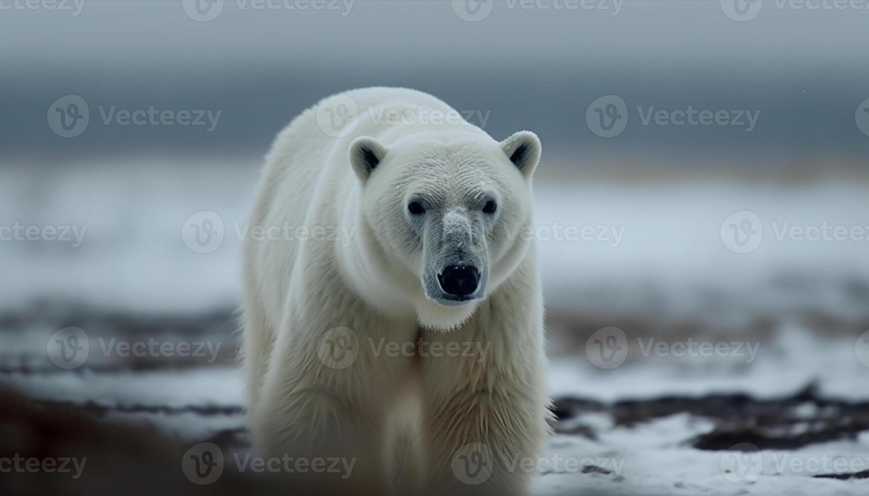 mignonne Arctique mammifère en marchant sur neigeux la glace banquise génératif ai photo