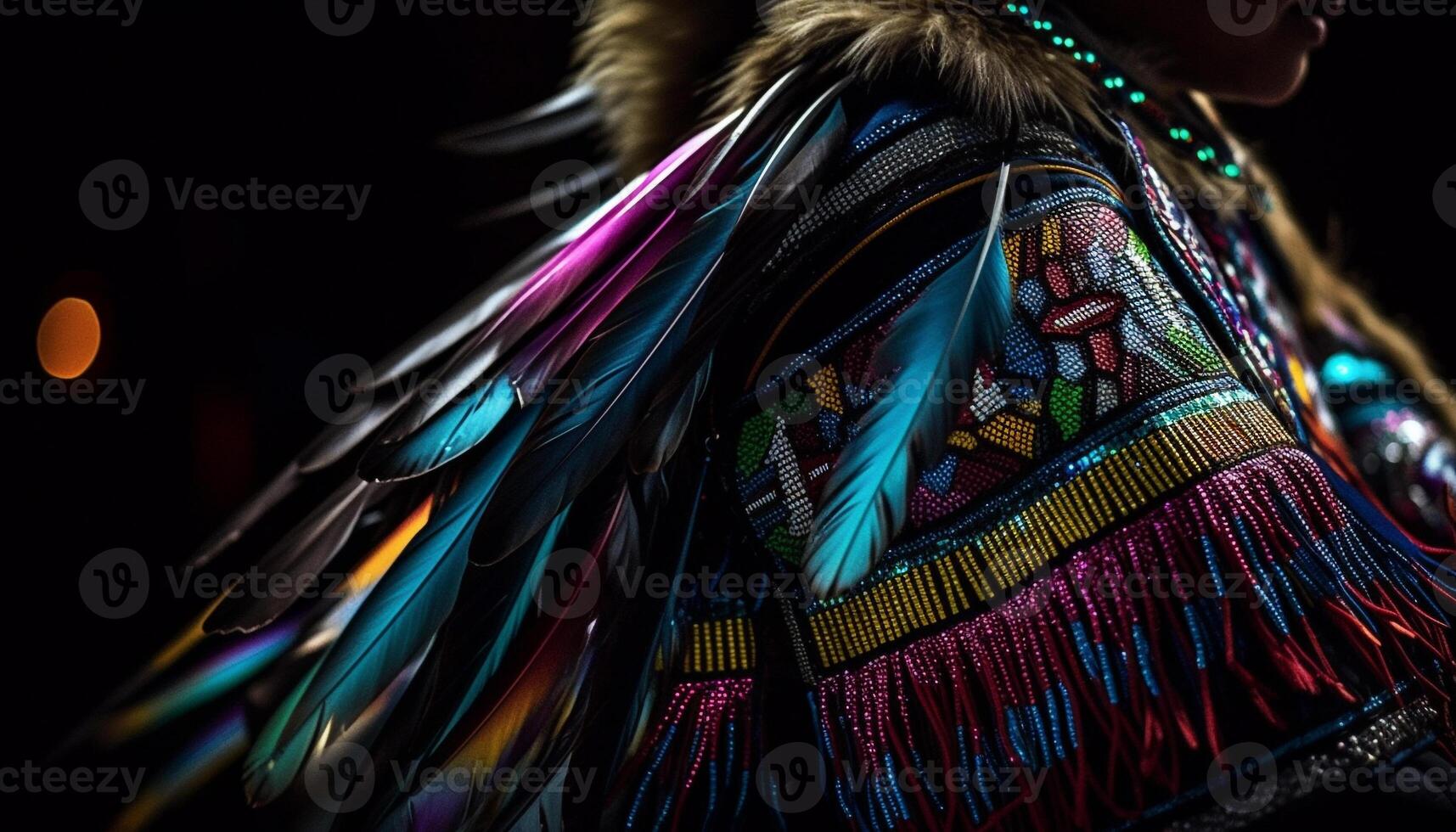 vibrant couleurs de paon plumes dans mouvement généré par ai photo