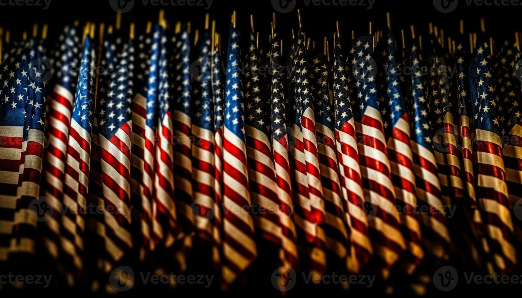 américain drapeau dans rangée de étoile formes, patriotique fête généré par ai photo