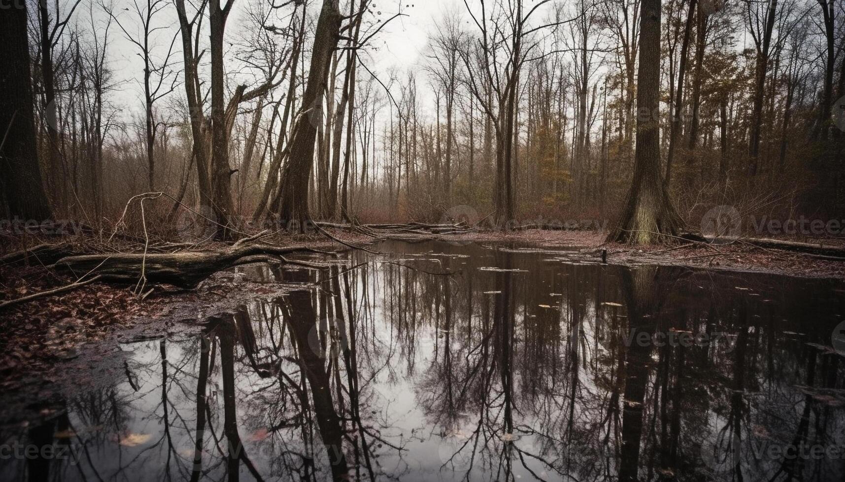 le tranquille scène de le forêt dans l'automne est Stupéfiant généré par ai photo