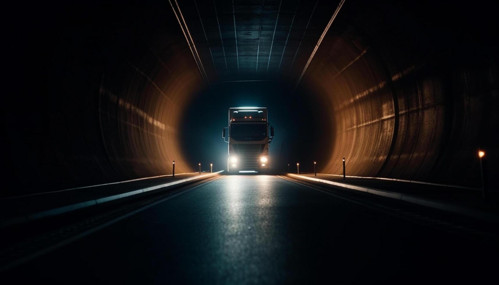 conduite à nuit sur une plusieurs voie Autoroute avec circulation généré par ai photo