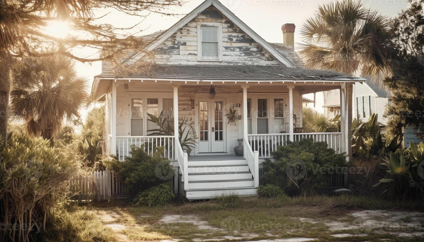 le luxe bungalow moderne conception se vante une tropical Extérieur paysage généré par ai photo