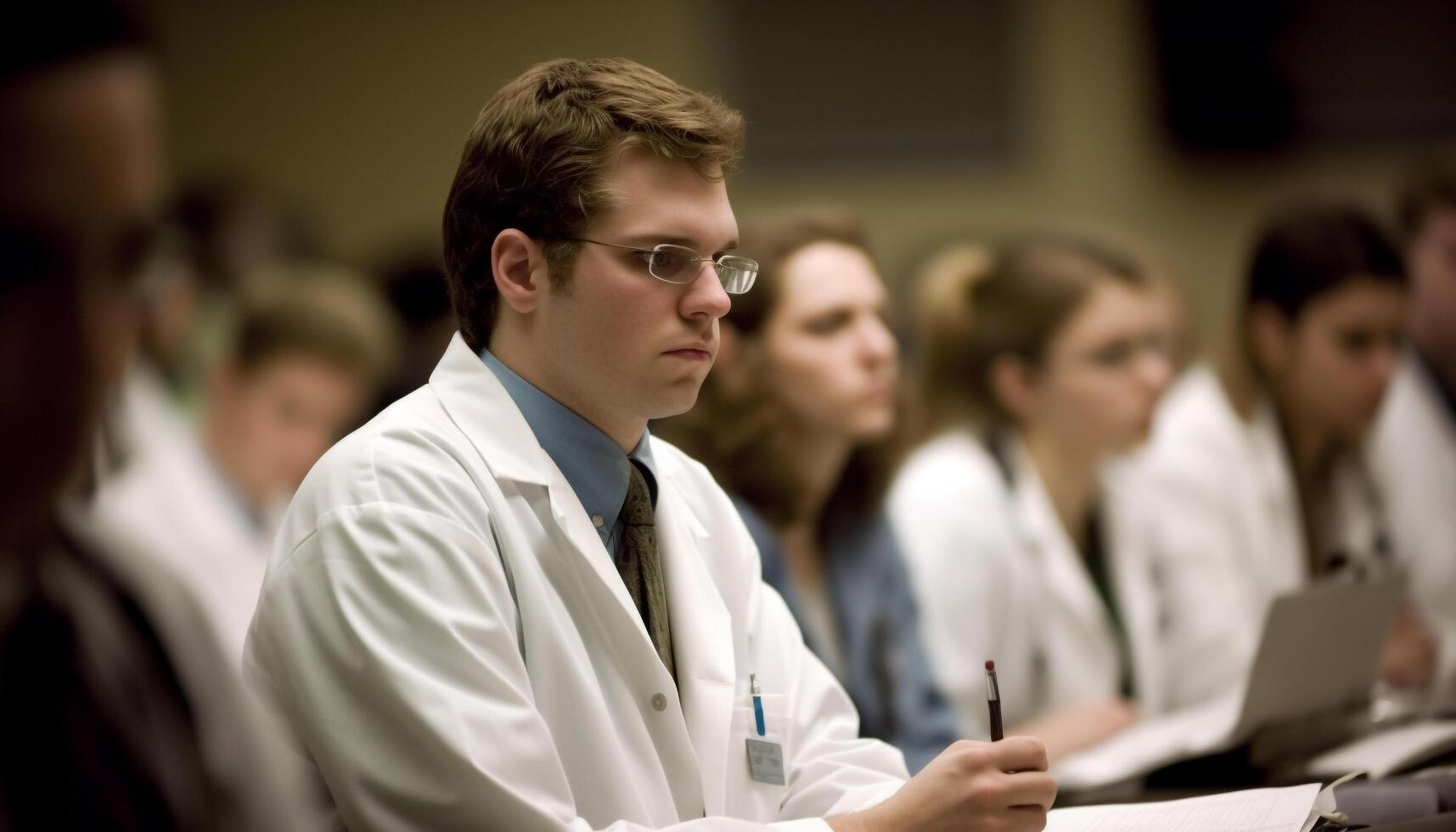 une groupe de Jeune femmes en train d'étudier soins de santé et médicament compétence généré par ai photo