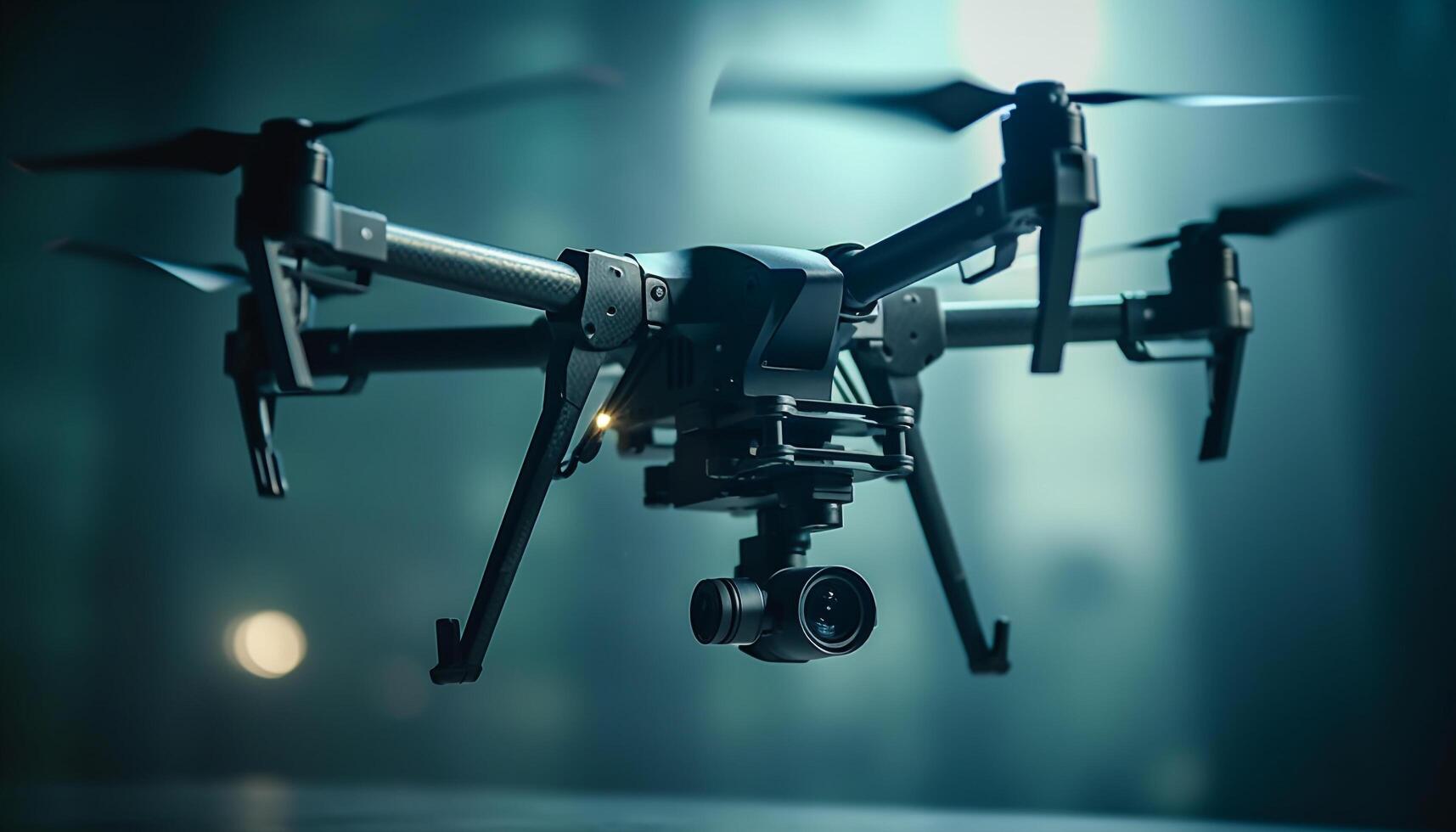 futuriste drone équipé avec caméra et sans fil La technologie pour surveillance généré par ai photo