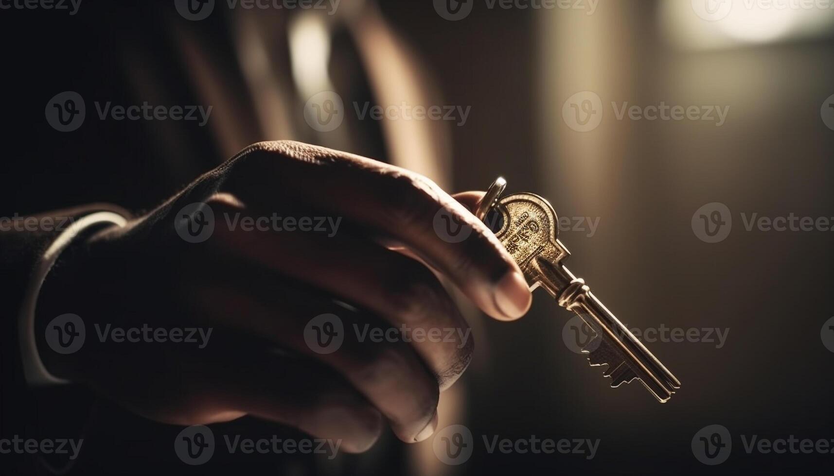 déverrouillage Succès avec un vieux façonné squelette clé symbolise réussite généré par ai photo