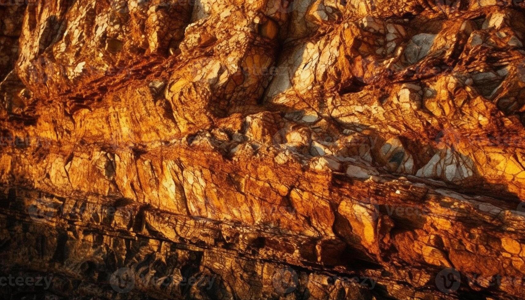 rugueux grès falaise, vieux exploitation minière mur, texturé l'automne forêt beauté généré par ai photo