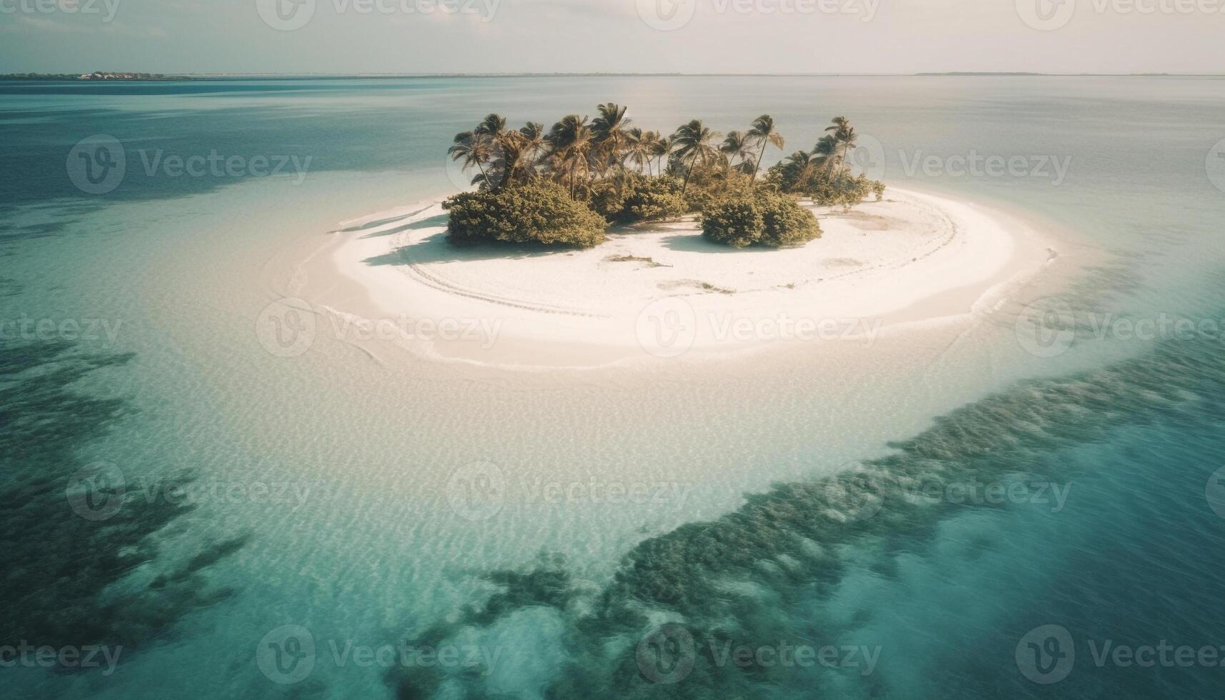 une tranquille Caraïbes paysage marin paume des arbres, le surf, et relaxation généré par ai photo