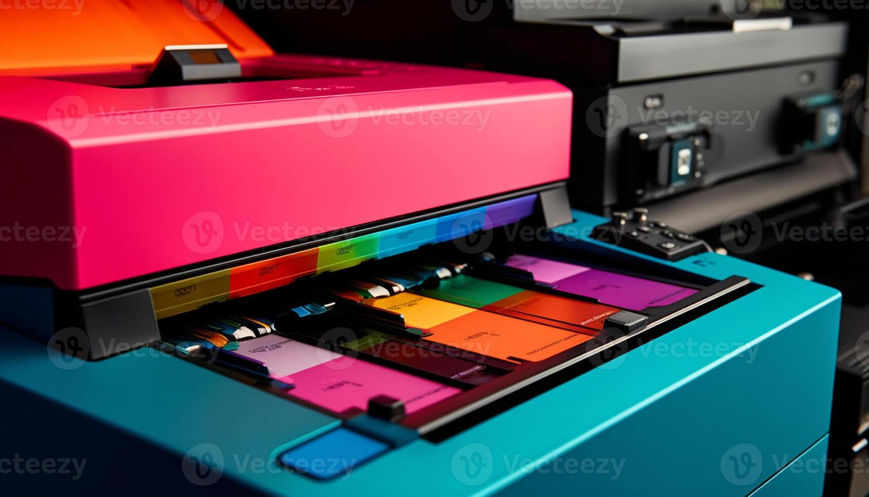 multi coloré imprimante produit Créatif impressions pour affaires industrie ordres généré par ai photo