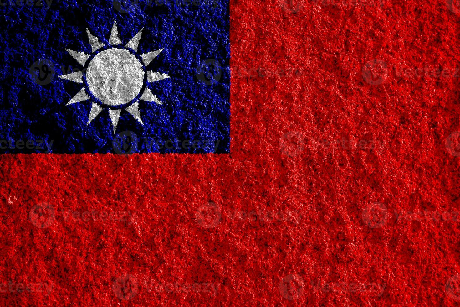 drapeau de république de Chine Taïwan sur une texturé Contexte. concept collage. photo