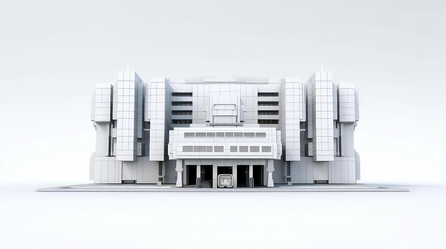 3d futuriste science-fiction blanc ville architecture avec biologique grattes ciels, pour science fiction ou fantaisie arrière-plans, abstrait bâtiment, génératif ai illustration photo