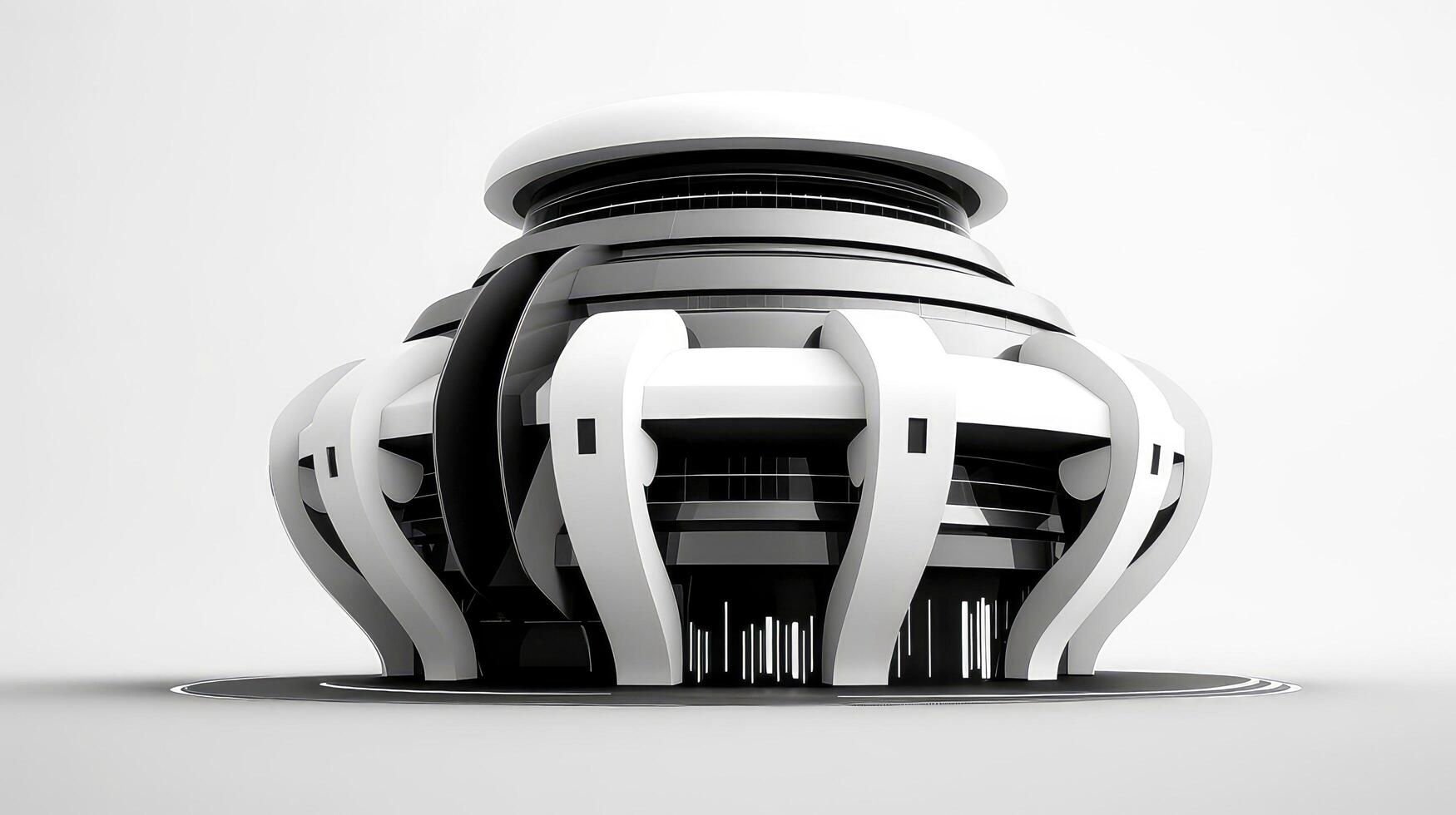 3d futuriste science-fiction blanc ville architecture avec biologique grattes ciels, pour science fiction ou fantaisie arrière-plans, abstrait bâtiment, génératif ai illustration photo