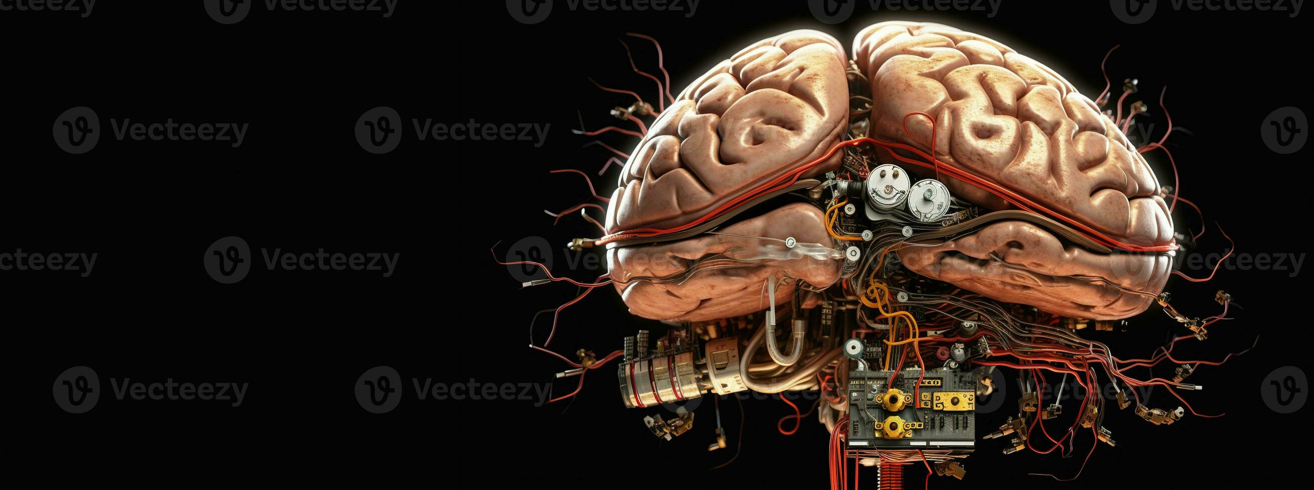 génératif ai, Humain cerveau et artificiel intelligence concept, gros Les données traitement, ordinateur carte mère. éducation, connaissance et la créativité photo