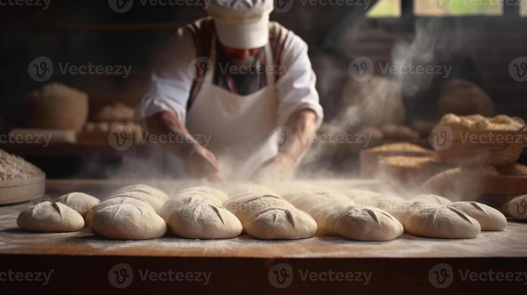 génératif ai, mains de boulanger dans restaurant ou Accueil cuisine, prépare écologiquement Naturel des pâtisseries photo