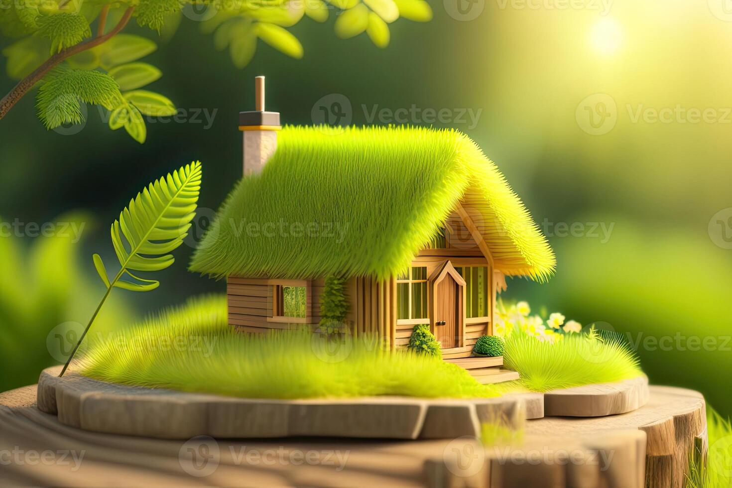 éco maison vert environnement génératif ai photo