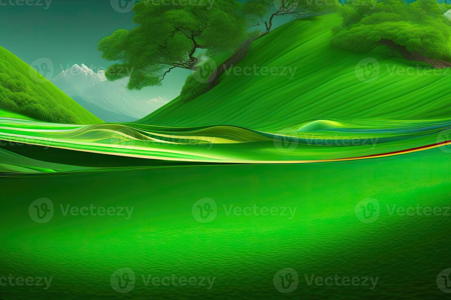 vert coloré la nature paysage Contexte avec copie espace. génératif ai art photo