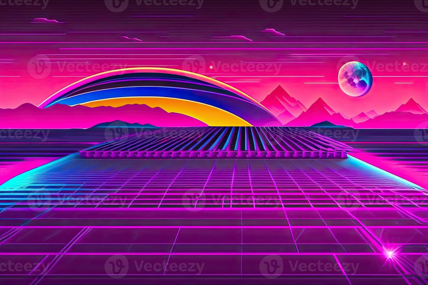 Nouveau retrowave violet néon Contexte conception art génératif ai photo