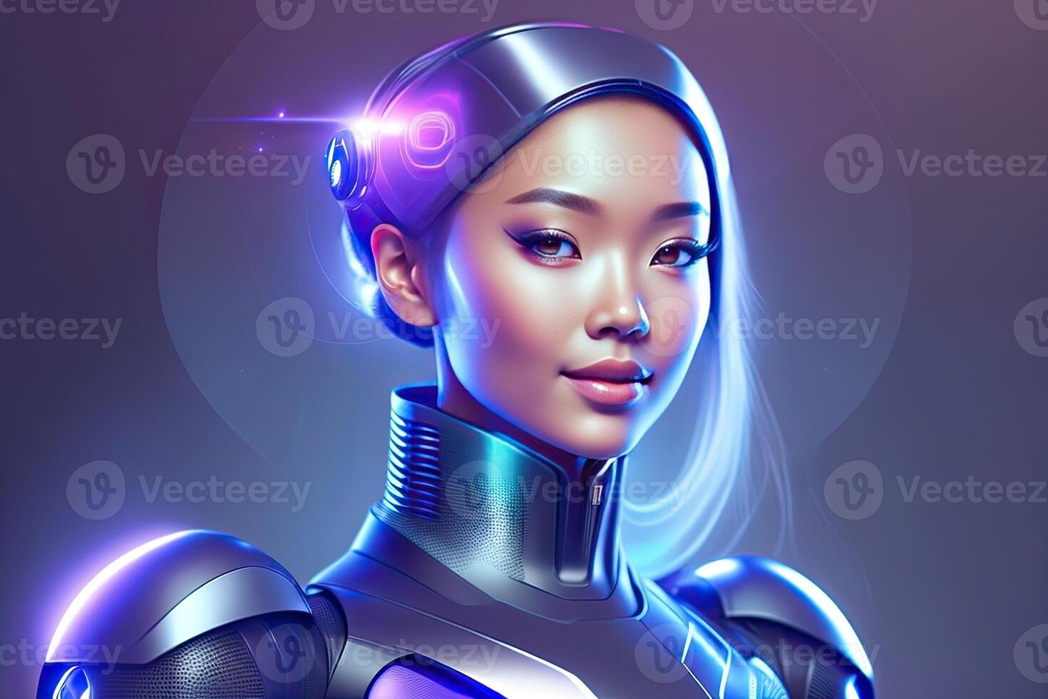 humanoïde cyber fille avec artificiel intelligence photo