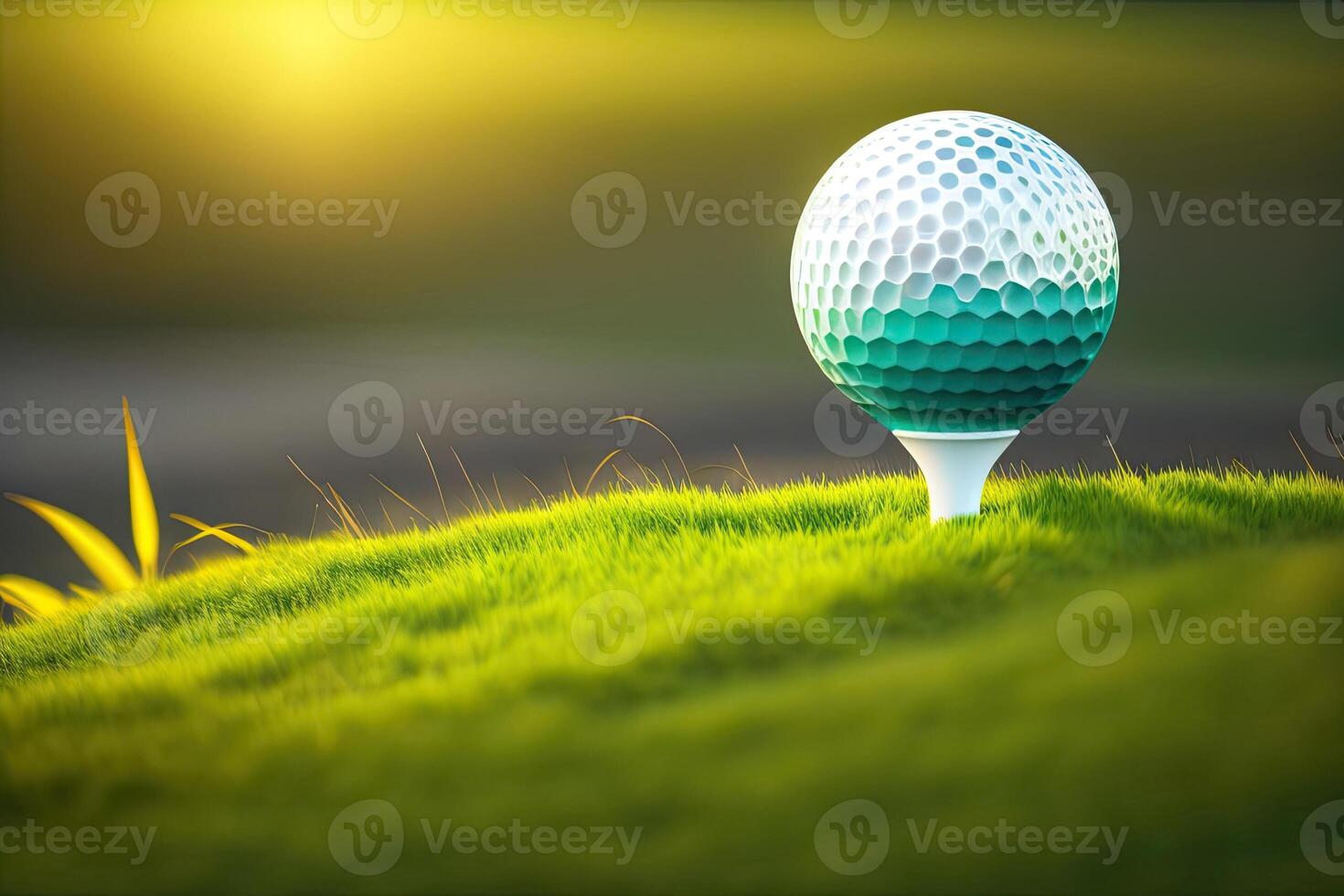 le golf club avec Balle dans herbe photo