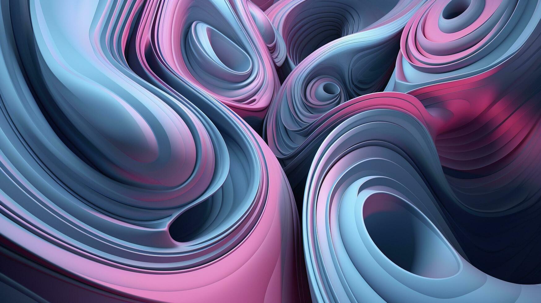 un abstrait Contexte fabriqué de bleu et rose vagues, dans le style de vray tracé, coloré Moebius, produire ai photo