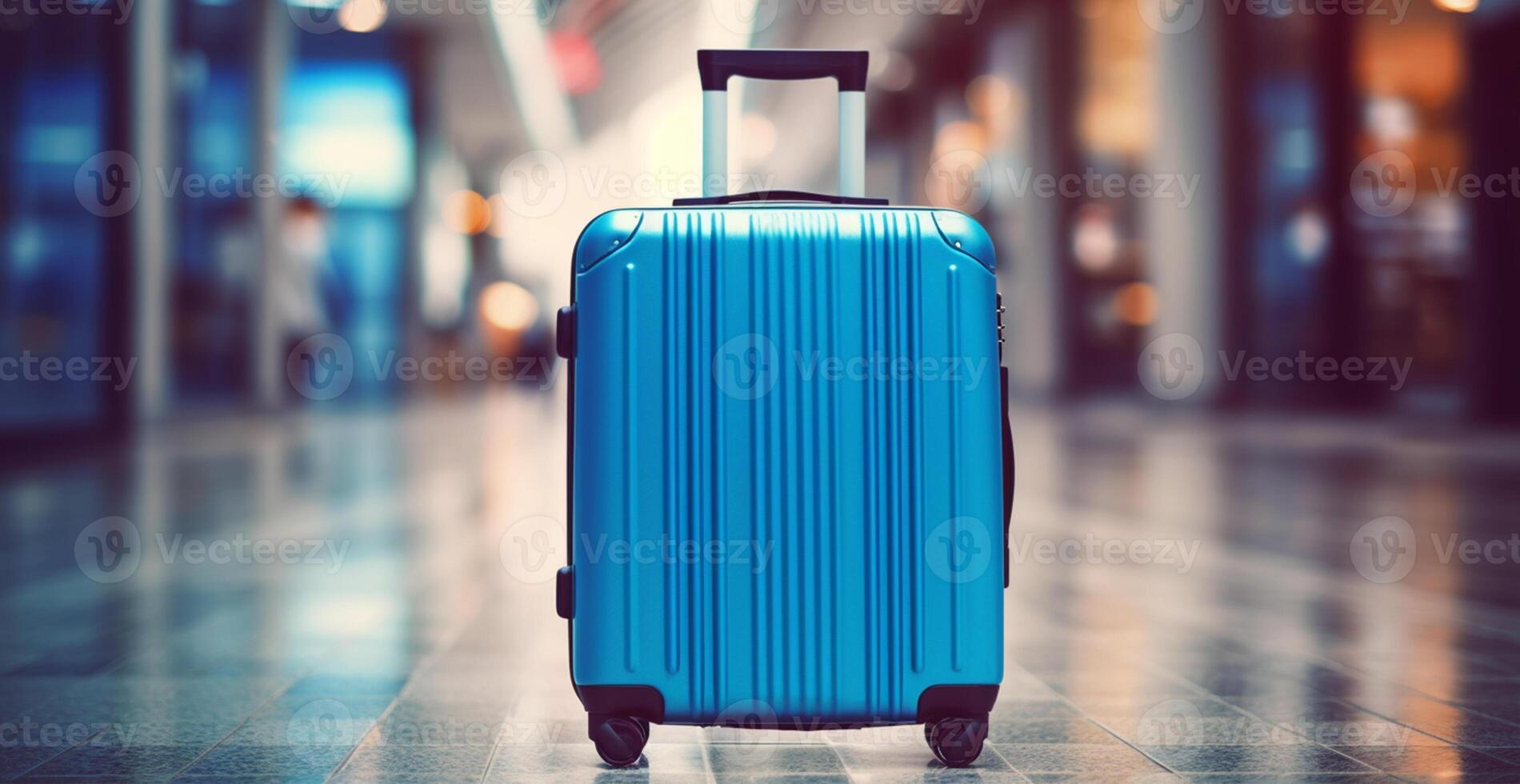 bleu valise, aéroport bagage - ai généré image photo