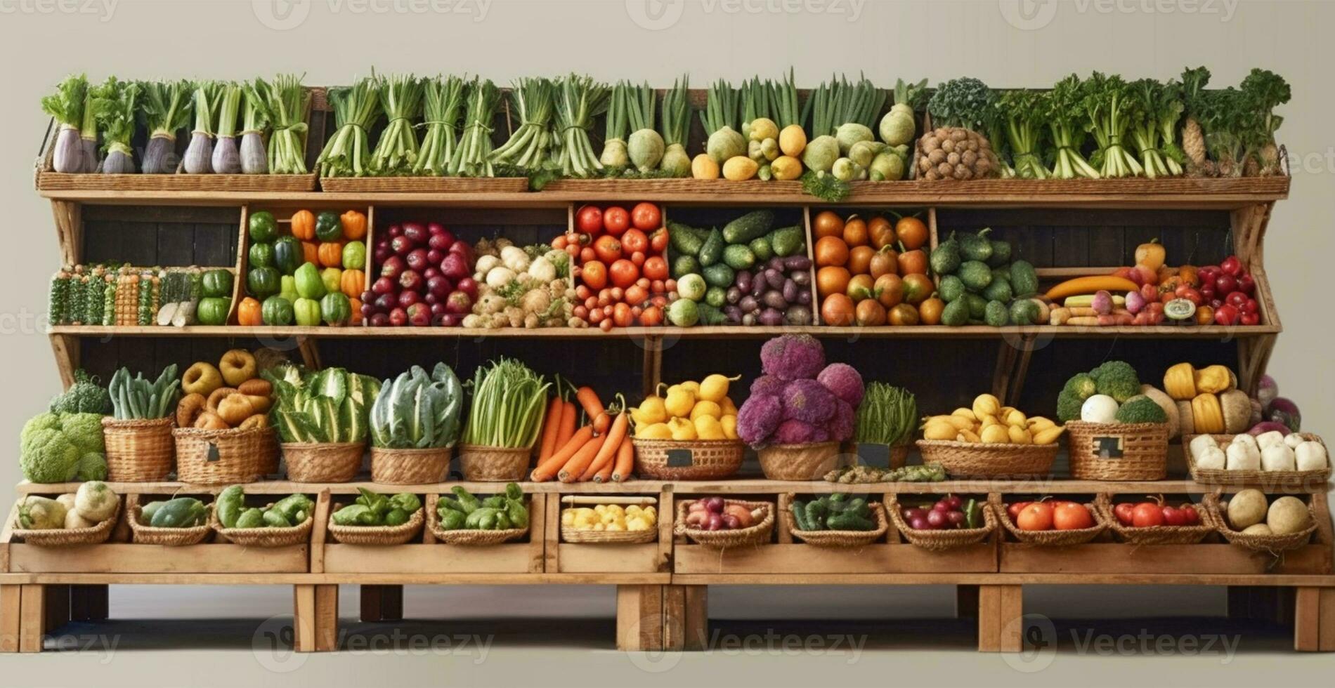 légume Les agriculteurs marché décrochage, coloré divers Frais biologique en bonne santé des légumes - ai généré image photo