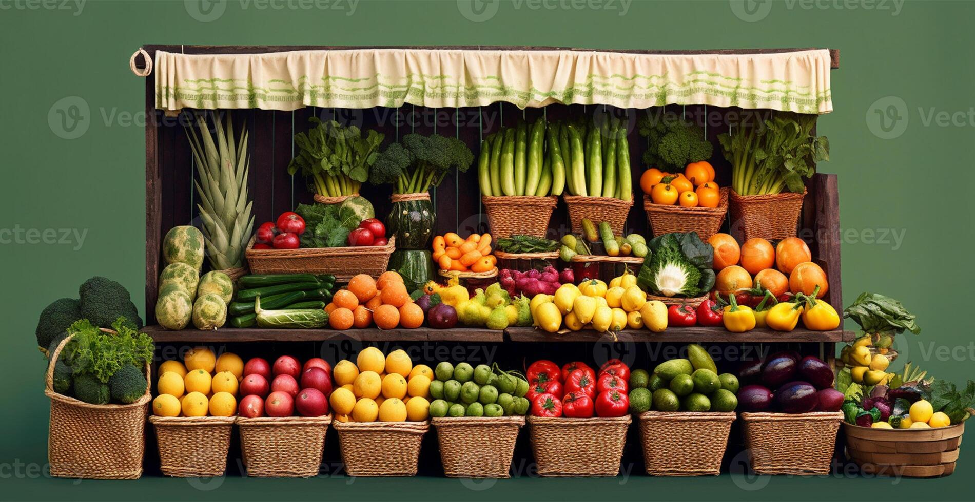 légume Les agriculteurs marché décrochage, coloré divers Frais biologique en bonne santé des légumes - ai généré image photo