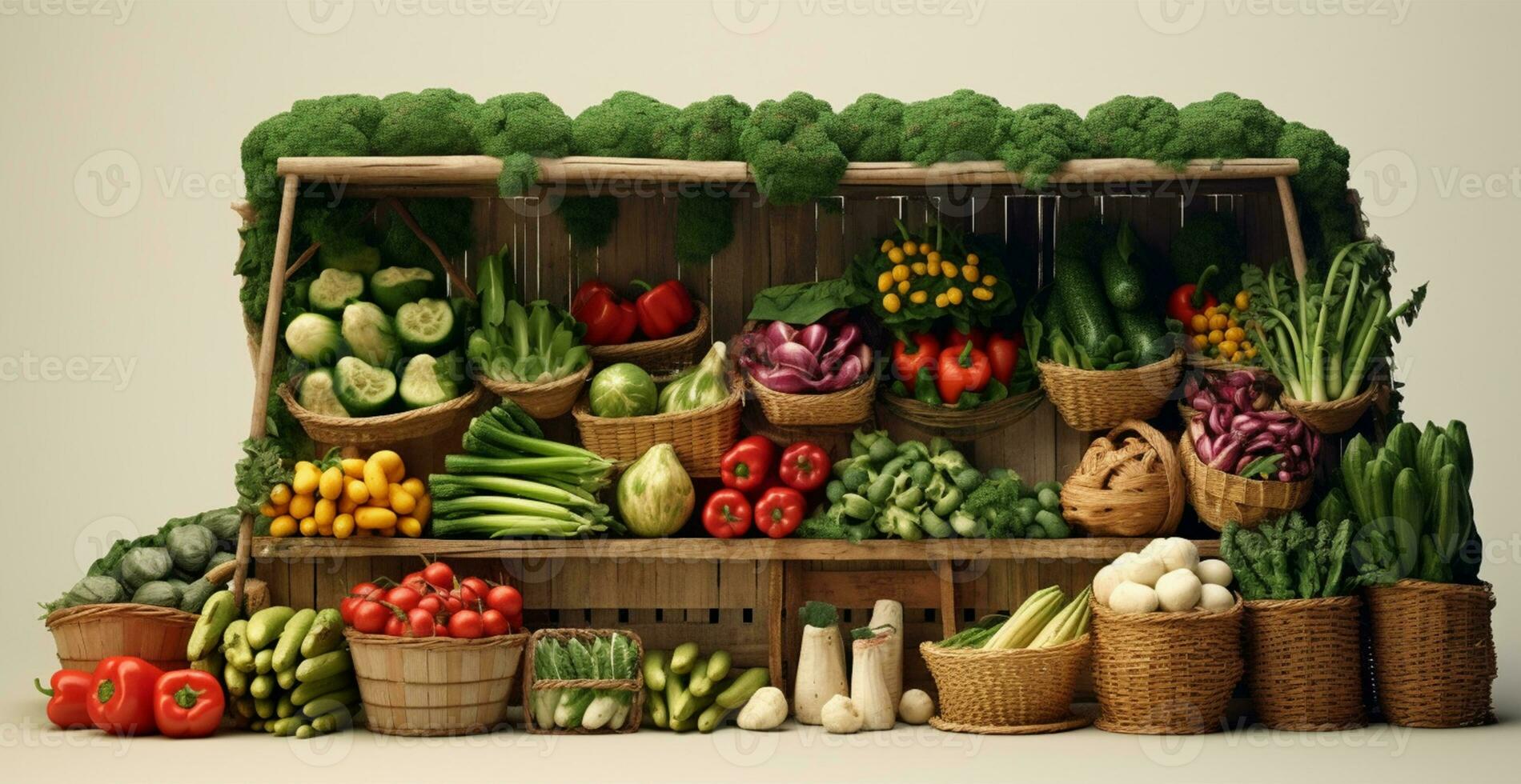 légume Les agriculteurs marché décrochage, coloré divers Frais biologique en bonne santé des légumes - ai généré image photo