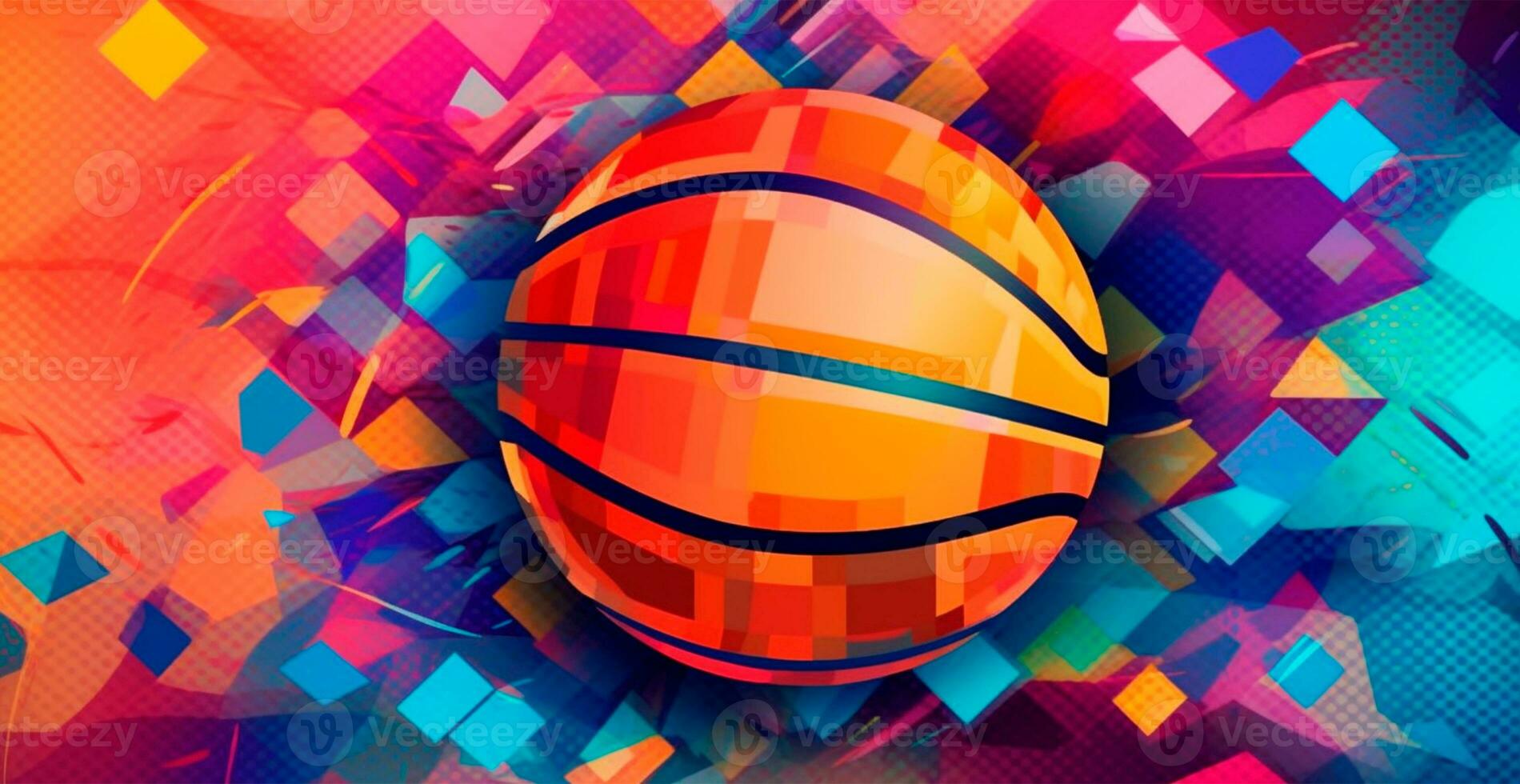 abstrait basketball panoramique arrière-plan, Orange basketball - ai généré image photo