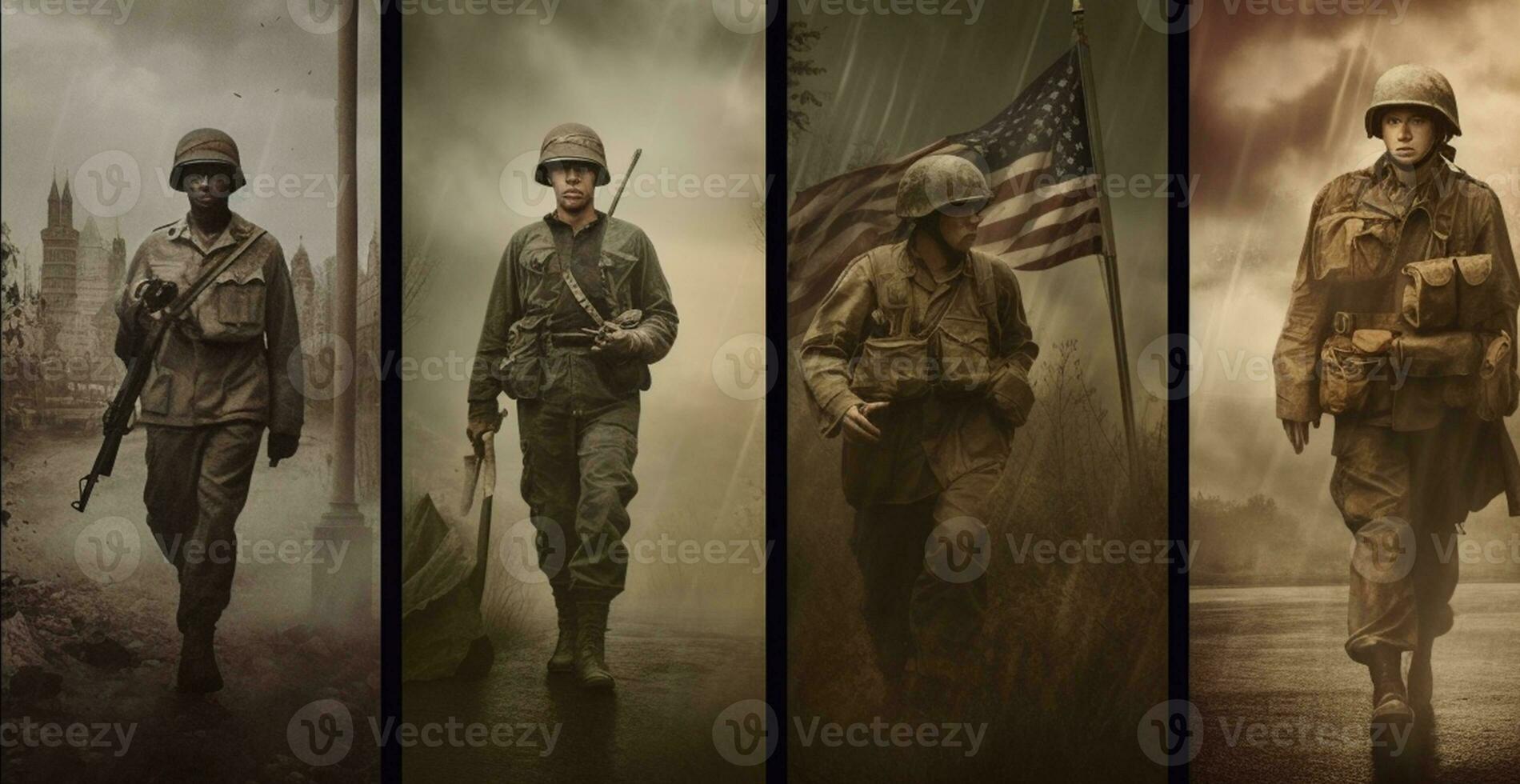 nous militaire, sur le Contexte de le drapeau de Amérique - ai généré image photo