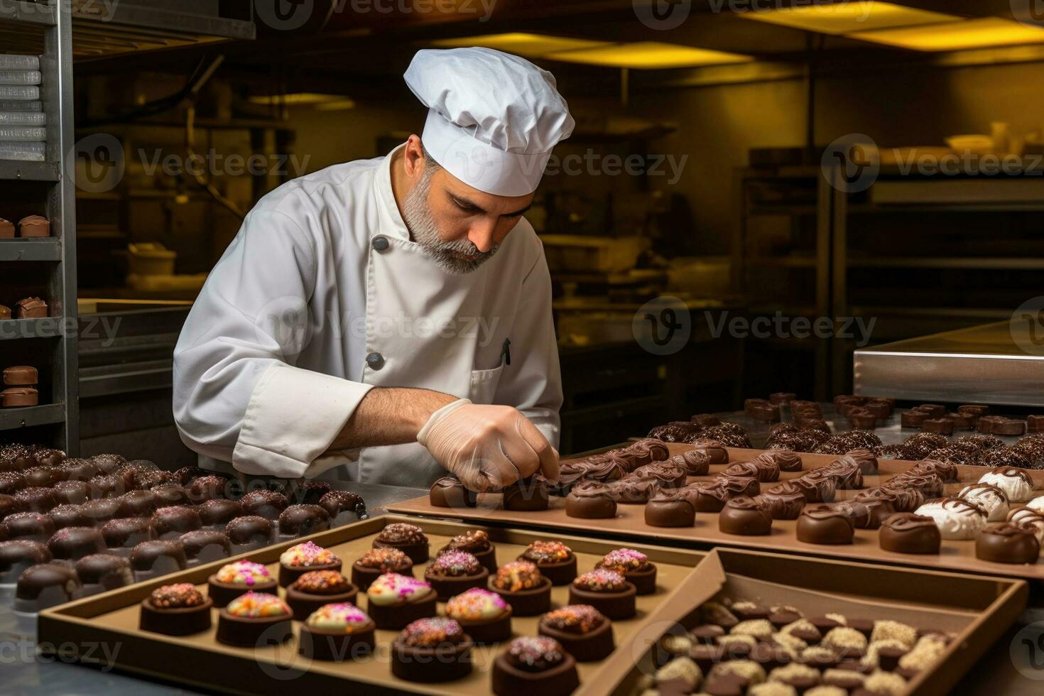 Femme Maître Chef Chocolatier Travaillant Dans Un Laboratoire De Chocolat  Professionnel Artisanal Ai Generative