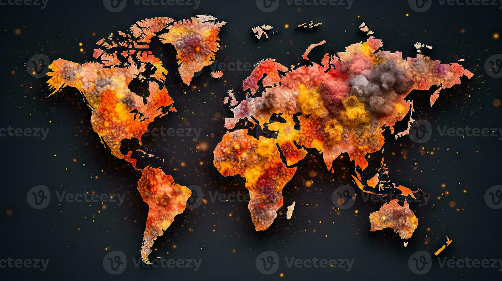 monde carte Armageddon explosions Contexte. génératif ai. photo