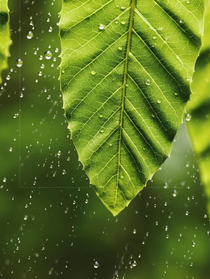 rafraîchissant vert feuille modèle affiche. génératif ai photo