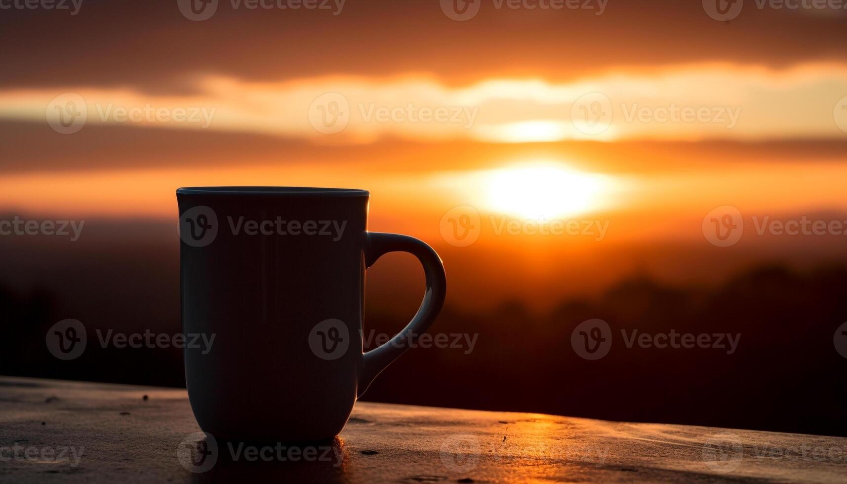 lever du soleil plus de Montagne prairie, chaud café vapeurs généré par ai photo