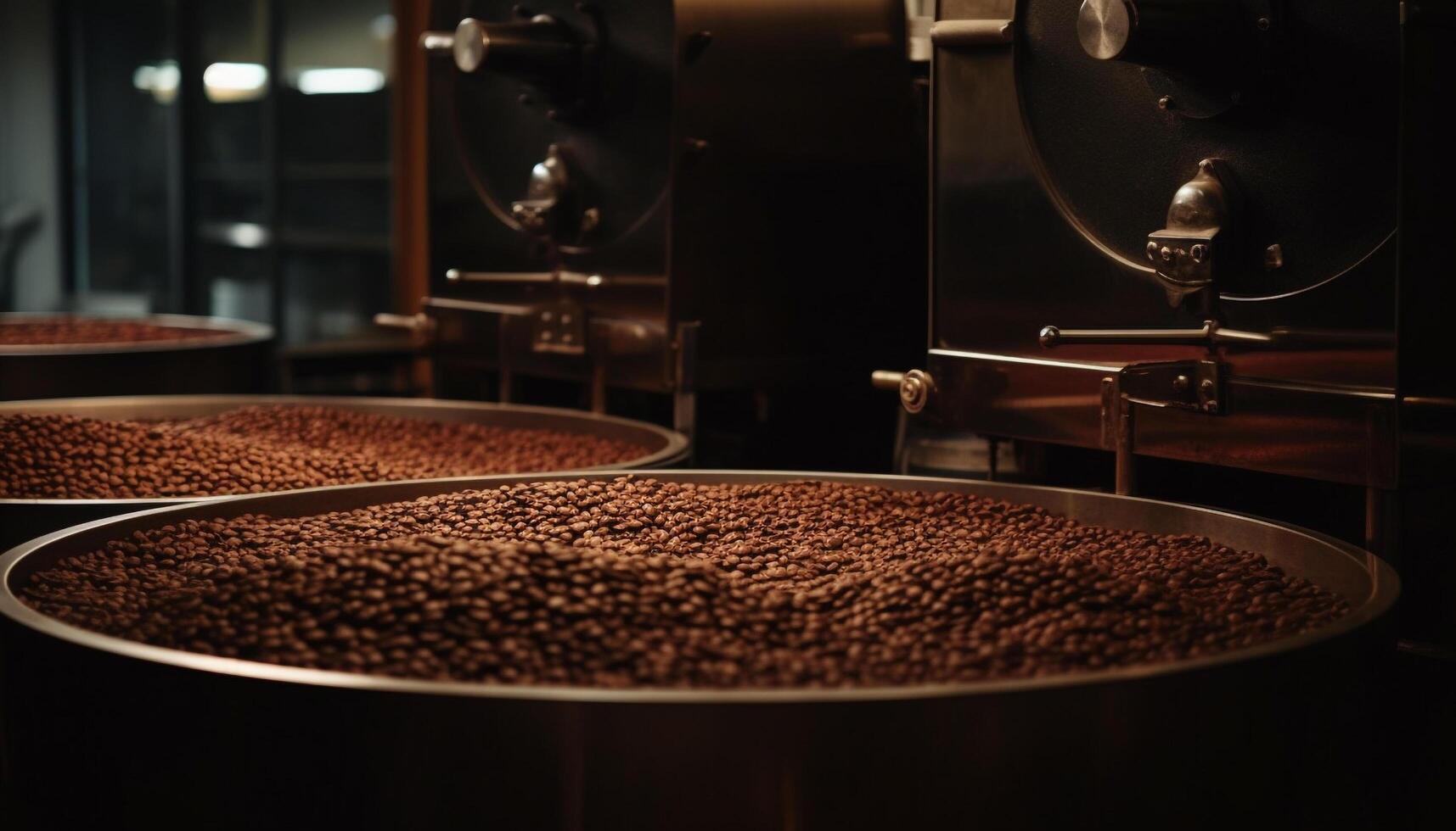 barista broie métallique des haricots pour parfumé cappuccino généré par ai photo