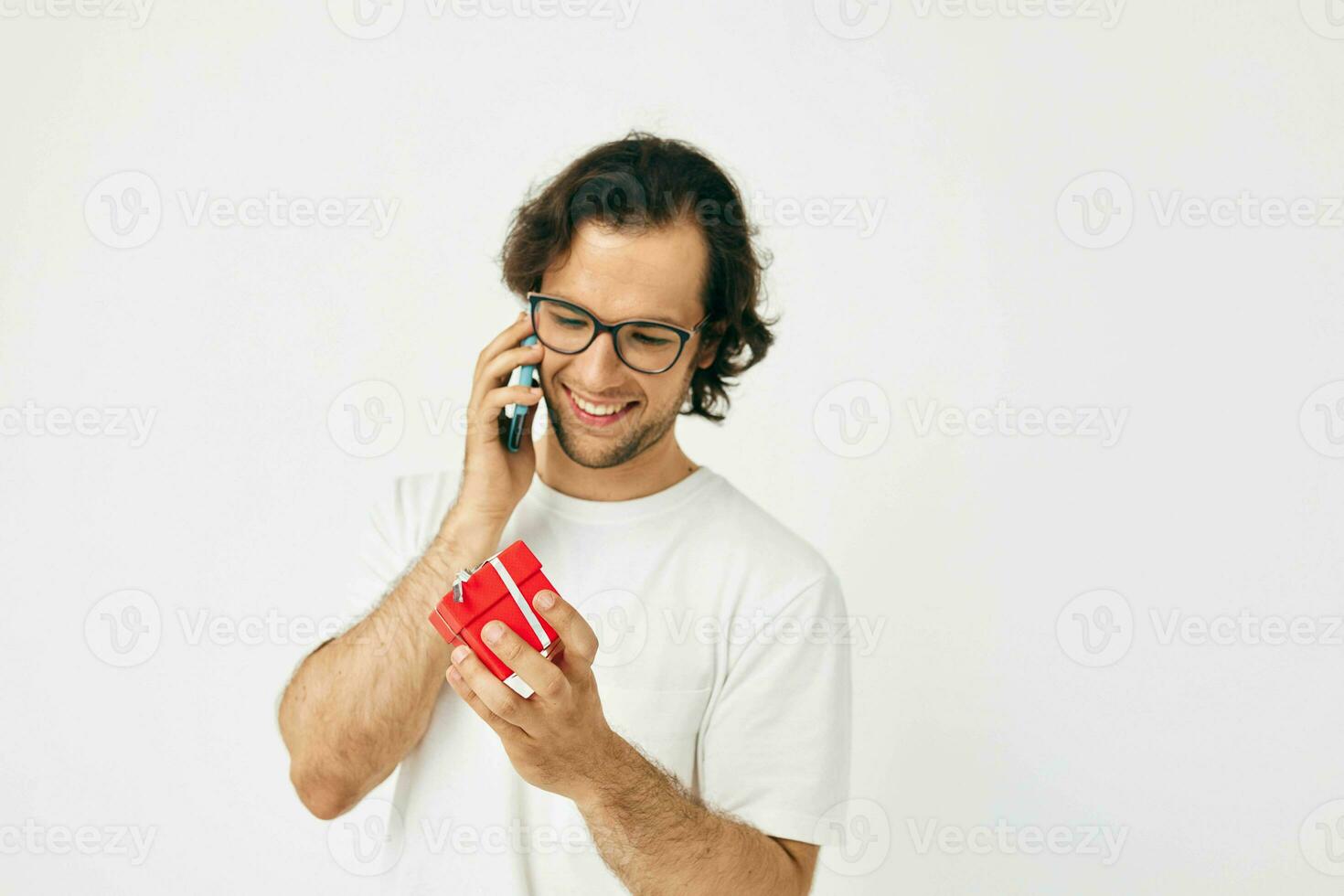 Beau homme rouge cadeau boîte Téléphone la communication mode de vie inchangé photo