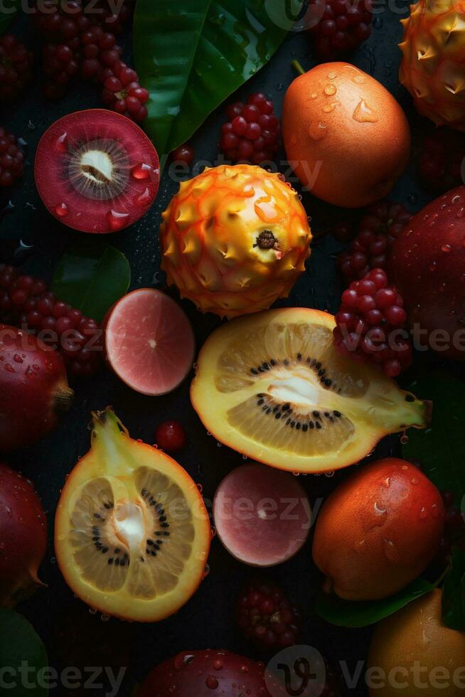 laissez tomber vitamine vert l'eau rouge Frais fraise en bonne santé nourriture fruit Contexte. génératif ai. photo