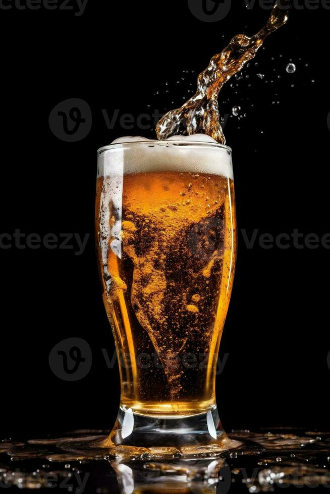 lager verre du froid Bière Contexte pente de l'alcool bulle éclaboussure mousse boire. génératif ai. photo