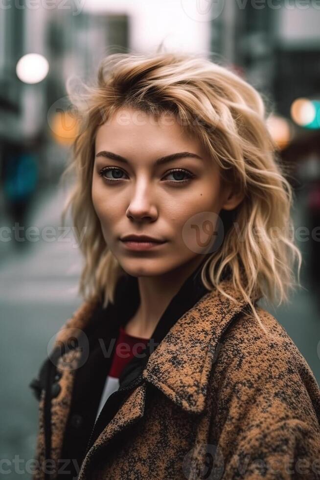 ai généré portrait de une mode femmes photo