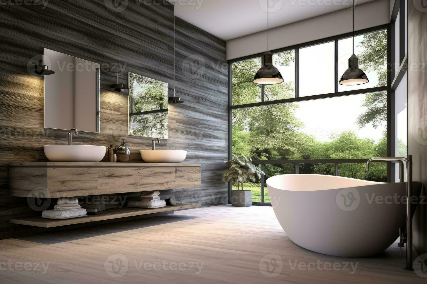 ai génératif photo de une luxe moderne conception salle de bains