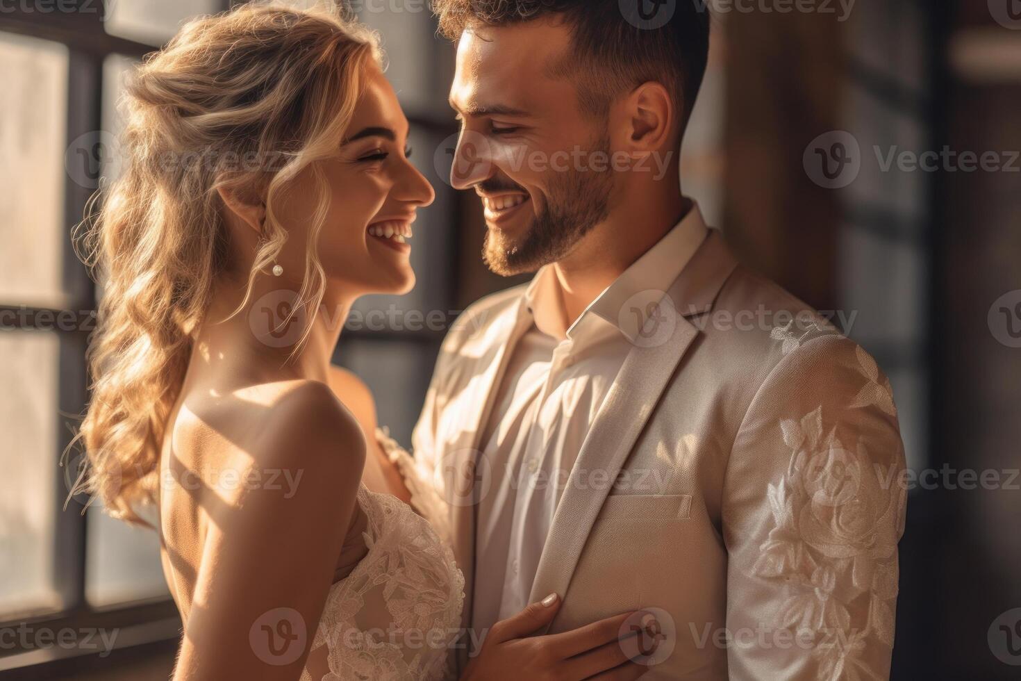 ai génératif photo portrait de une couple sur mariage journée