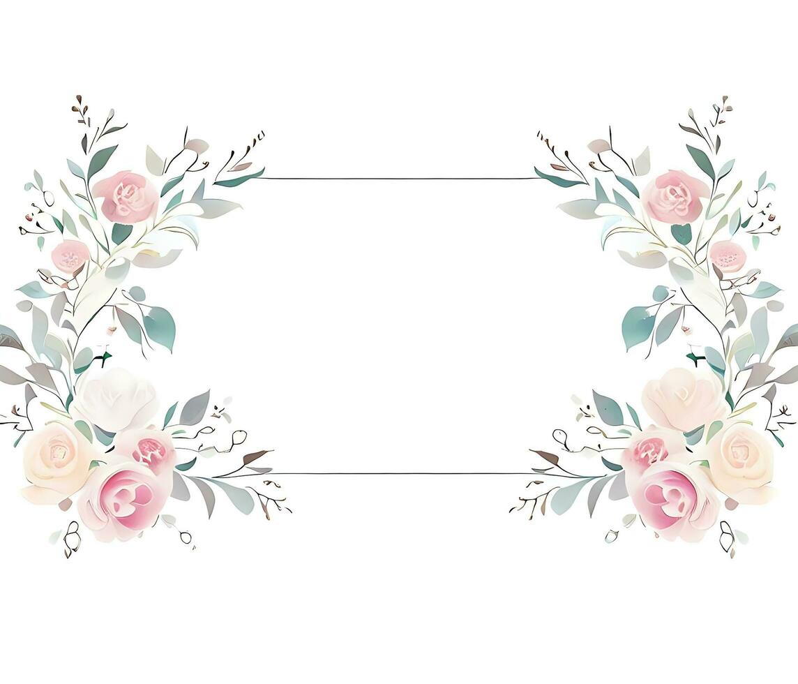 ai produire photo mariage invitation floral frontière image