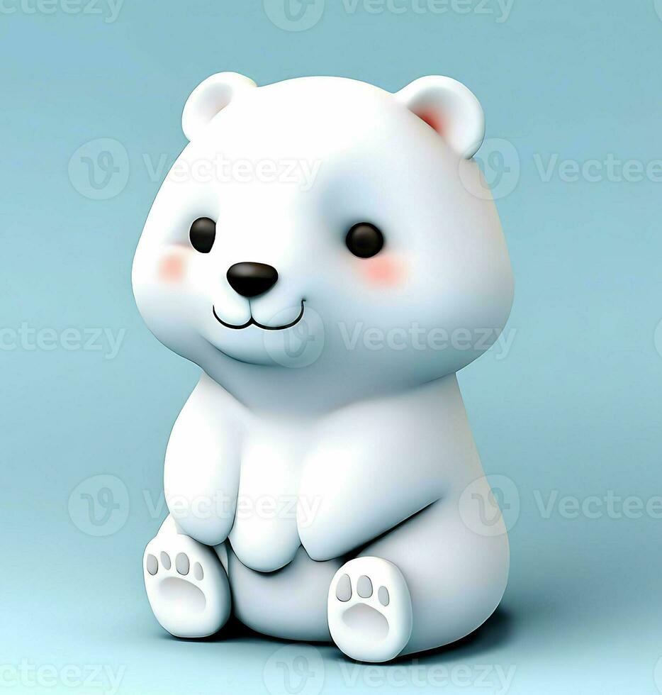 ai produire photo 3d rendre de une mignonne polaire ours, produit conception