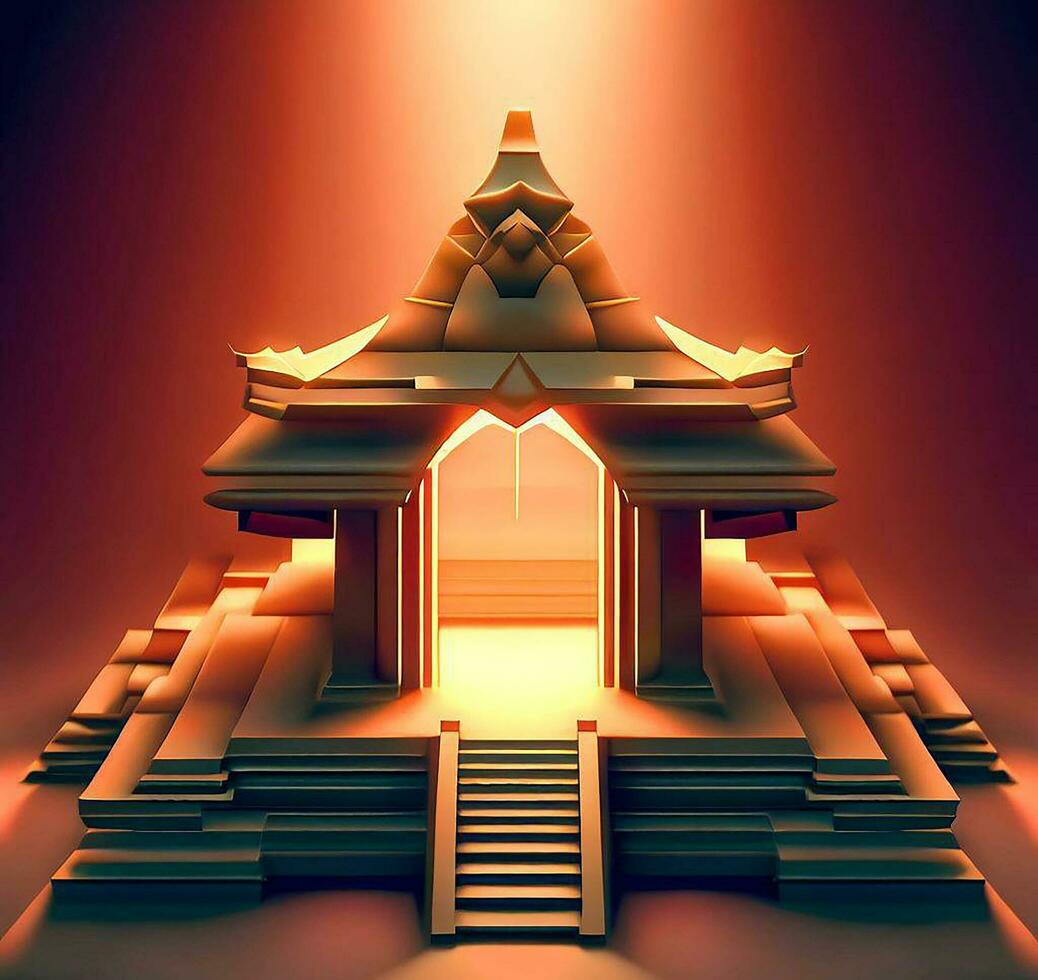 ai produire photo 3d illustration de une temple avec une porte dans le milieu