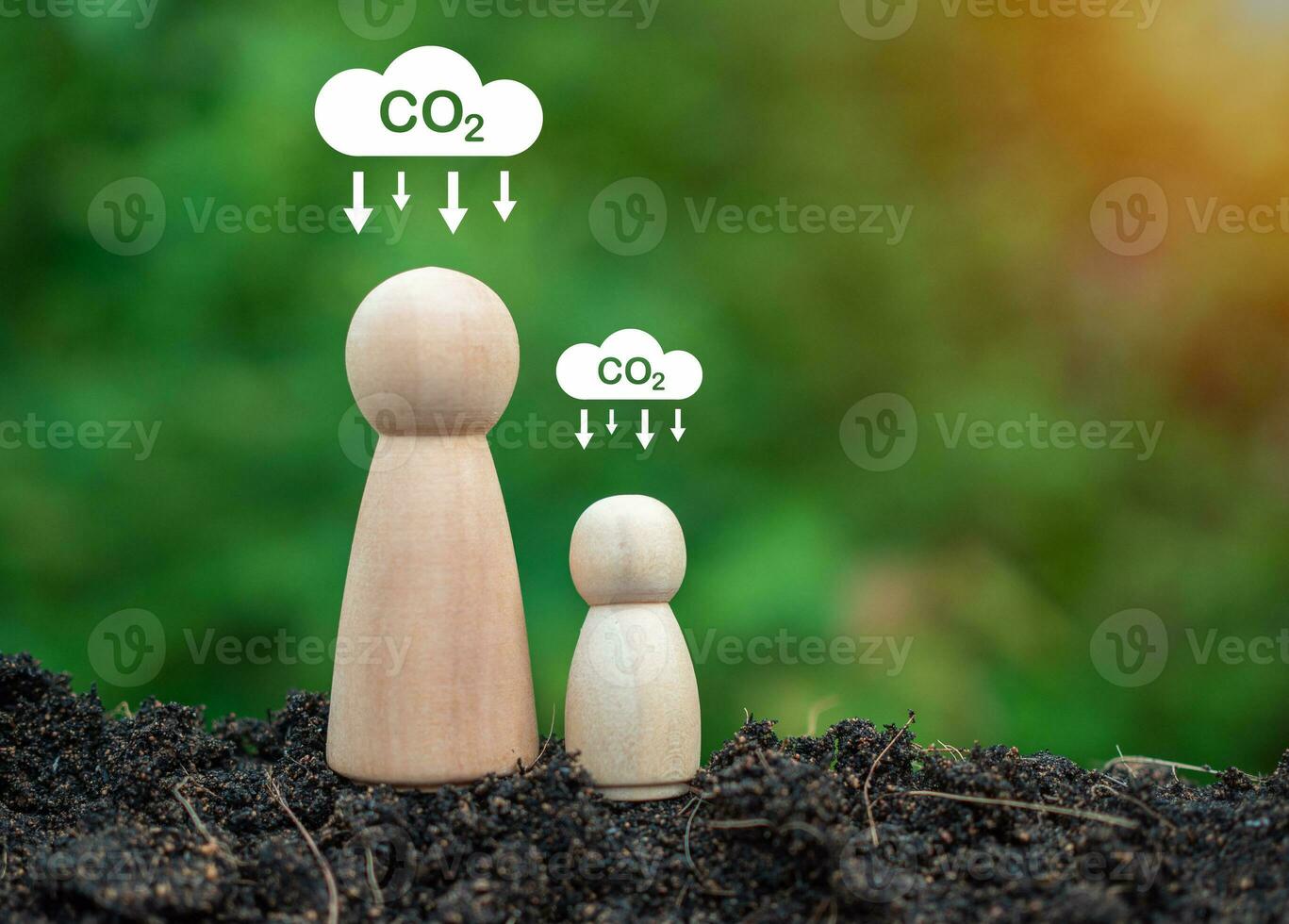 CO2 émission réduction concept, nettoyer et amical environnement sans pour autant carbone dioxyde émissions. plantation des arbres à réduire CO2 émissions, environnement protection concept. photo