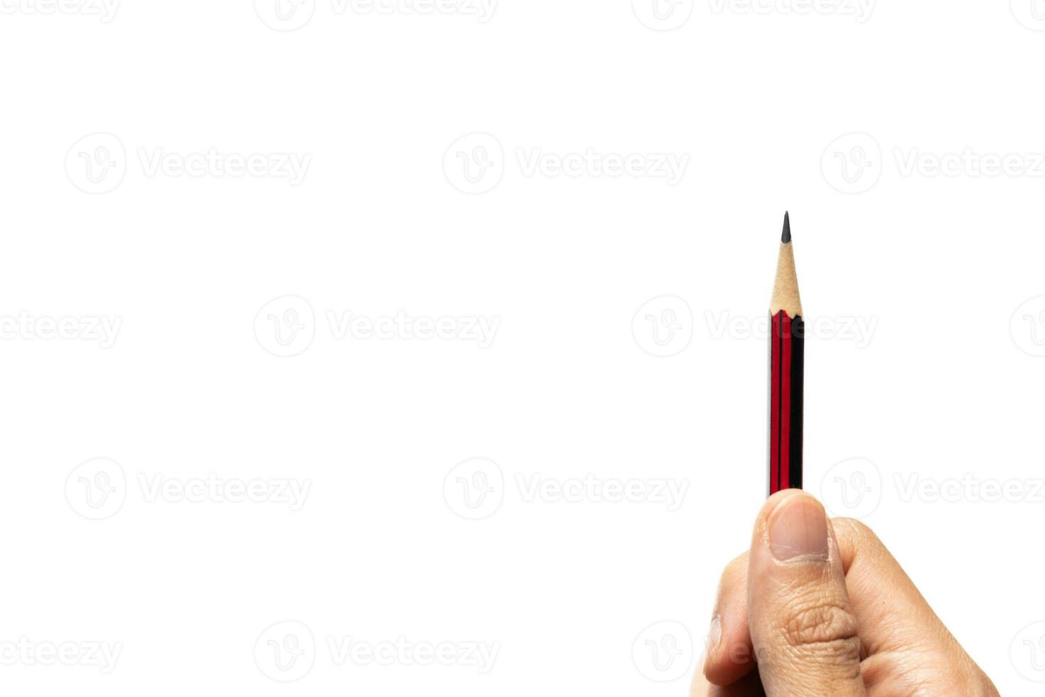 droite main en portant une crayon sur isolé blanc, après certains modifications. photo