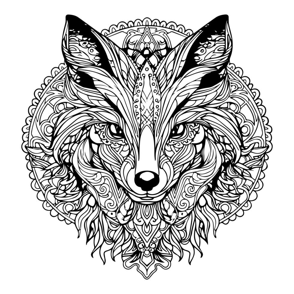 Loup tête ligne art coloration page illustration photo