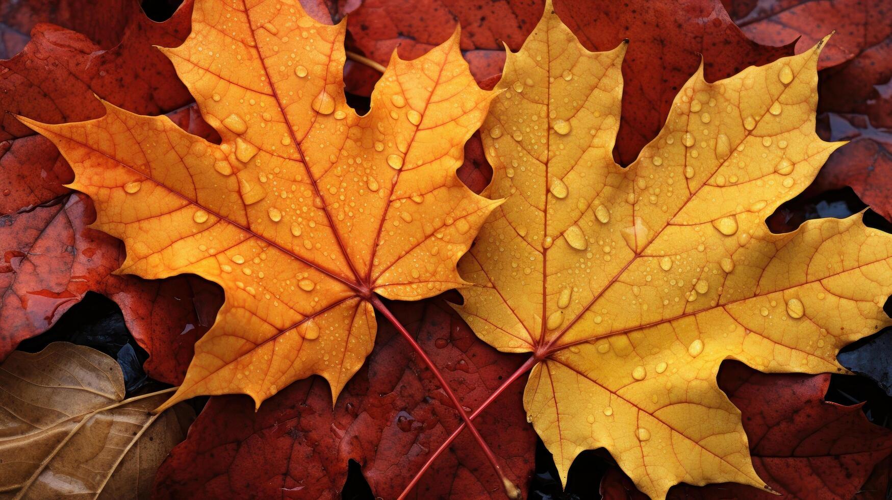 déchue l'automne feuilles arrière-plan., content l'automne concept. génératif ai photo