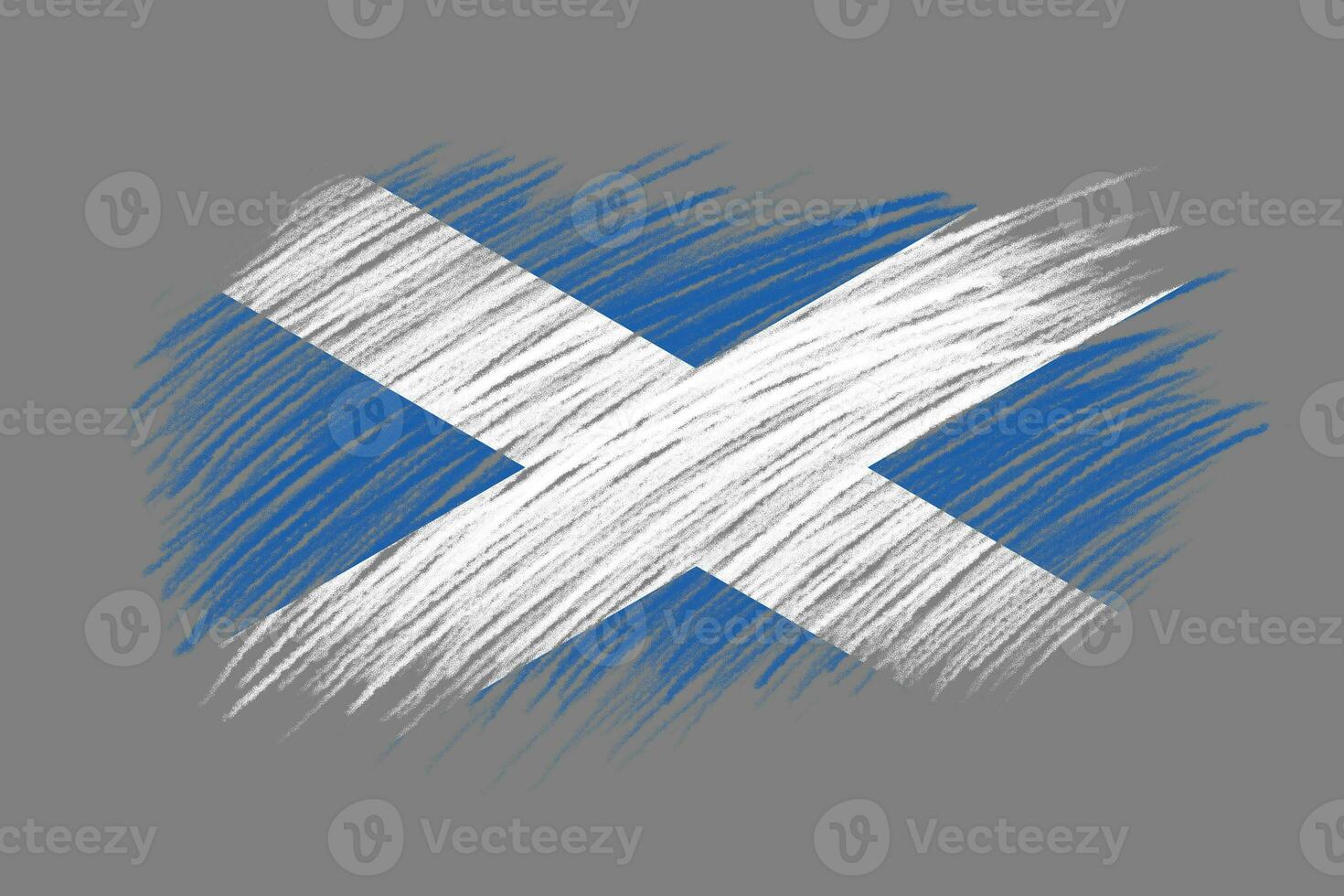 3d drapeau de Écosse sur ancien style brosse Contexte. photo