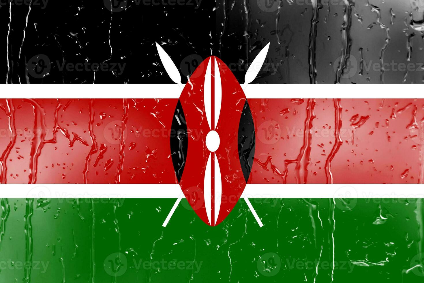 3d drapeau de Kenya sur une verre photo